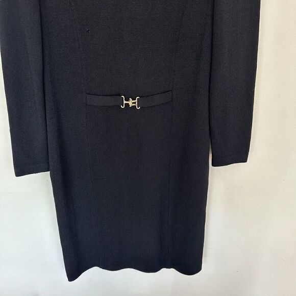 St. John Collection Women’s Black Mock Neck Santana Knit Midi Length Long Sleeve - Picture 5 of 12